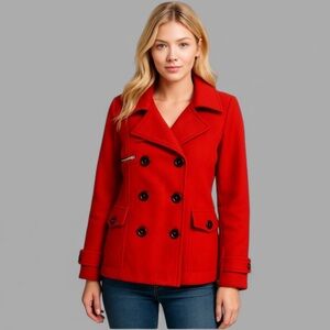 Maralyn & Me Red Wool Blend Peacoat
Double Breasted Lined - Detachable Hoodie